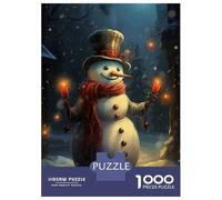 Jigsaw Puzzles for Teenagers 1000 Smiling Snowman with Candles Jigsaws for Adults Brain Teaser Game Presents for Women Unique Birthday And Gifts 70x50cm/1000pcs