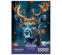 Jigsaw Puzzles for Teenagers 1000 Snowy Deer Portrait Puzzle for Adults Brain Teaser Game Analysis And Logic Stress Reduction Gifts 52x38cm/1000pcs