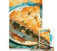 Jigsaw Puzzles for Teenagers 1000 Spinach Pie Slice Illustration Tight Cut Fun Creative Brain Play Relax Fun Time Xmas Art Gift (38x52cm)