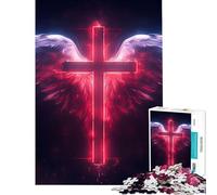 Jigsaw Puzzles for Teenagers 1000 Spiritual Faith Cross Practical Game Toy Intellectual Game Birthday Gifts Presents for Women (Size 75x50cm)