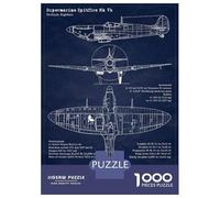 Jigsaw Puzzles for Teenagers 1000 Spitfire Blueprint Art Adult Puzzles Hands-on Game Pattern Assembly Deal As Gifts for The Whole Family 70x50cm/1000pcs