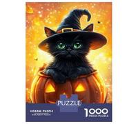 Jigsaw Puzzles for Teenagers 1000 Spooky Pumpkin Cat -4 Puzzle for Adults Brain Teaser Game Analysis And Logic Stress Reduction Gifts 38x26cm/1000pcs