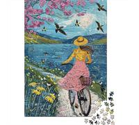 Jigsaw Puzzles for Teenagers 1000 Springtime Bicycle Ride Adult Puzzles Hands-on Game Pattern Assembly Deal As Gifts for The Whole Family 52x38cm/1000pcs