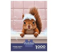Jigsaw Puzzles for Teenagers 1000 Squirrel in Bathtub with Bubbles Jigsaws for Adults DIY Toys Analysis And Logic Help The Brain Exercise 52x38cm/1000pcs