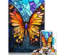 Jigsaw Puzzles for Teenagers 1000 Stained Glass Butterfly Adult Jigsaw,Challenging Family Activity Games DIY Toy for Home Wall Decor Gifts (size 75x50cm)