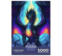 Jigsaw Puzzles for Teenagers 1000 Stained Glass Dragon with Colorful Wings Jigsaw Fun Games Perfect Decoration Deal As Gifts for The Whole Family 52x38cm/1000pcs