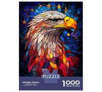 Jigsaw Puzzles for Teenagers 1000 Stained Glass Eagle Adult Puzzles Hands-on Game Pattern Assembly Deal As Gifts for The Whole Family 70x50cm/1000pcs