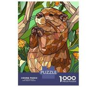 Jigsaw Puzzles for Teenagers 1000 Stained Glass Groundhog in Nature Adult Jigsaw Puzzle Hands-on Game Enhance Memory for Birthday, Chrismas 52x38cm/1000pcs