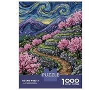 Jigsaw Puzzles for Teenagers 1000 Starry Night Cherry Blossom Landscape Puzzle for Adults Anti-Stress Toys Difficult Hard Deal As Gifts for The Whole Family 38x26cm/1000pcs