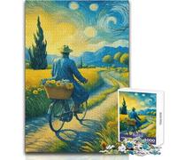 Jigsaw Puzzles for Teenagers 1000 Starry Night Cyclist Staycation Kill Time Hands-on Game Secret Santa Gifts (size 38x52cm)