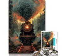 Jigsaw Puzzles for Teenagers 1000 Steam Trains 1000 Pieces for Teenagers,Interesting Stress Reduction Parent-child Interaction 75x50cm