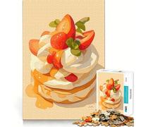 Jigsaw Puzzles for Teenagers 1000 Strawberry Shortcake Dessert Illustration Tight Cut Fun Creative Brain Play Relax Fun Time Xmas Art Gift (50x75cm)