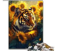 Jigsaw Puzzles for Teenagers 1000 Sunflower Tiger Family Entertainment Toys Educational Game for Birthday, Chrismas for Ages 14+ 26x38cm