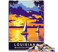 Jigsaw Puzzles for Teenagers 1000 Sunset Over Louisiana 1000 Piece Puzzle,Stress Reliever Staycation Kill Time Wishlist with Santa Claus (26x38cm)