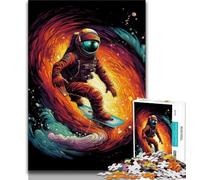 Jigsaw Puzzles for Teenagers 1000 Surfing Astronauts Teenager Puzzles,Challenging Game for Is Ideal As A Gift for The Whole Family 26x38cm
