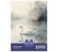 Jigsaw Puzzles for Teenagers 1000 Swan in Misty Lake Puzzles for Adults Hands-on Game Stress Reliever Help The Brain Exercise 70x50cm/1000pcs