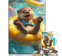Jigsaw Puzzles for Teenagers 1000 Swimming Otter Adult Jigsaw,Challenging Game Toys Wall Decoration Unique Birthday And Xmas Gifts (size 75x50cm)
