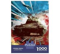 Jigsaw Puzzles for Teenagers 1000 Tank Warfare M24 Chaffee Puzzle for Adults Toy Wall Decor Stress Reliever Help The Brain Exercise 52x38cm/1000pcs