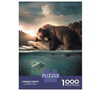 Jigsaw Puzzles for Teenagers 1000 The Floating Bear Puzzles for Adults Hands-on Game Stress Reliever Help The Brain Exercise 70x50cm/1000pcs