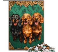 Jigsaw Puzzles for Teenagers 1000 Three Dachshunds for And 14 Years And over Educational Challenge Fun Activities at Home, Birthday Gifts, Travel Gifts (size 26x38cm)