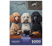 Jigsaw Puzzles for Teenagers 1000 Three Poodles at The Cafe Puzzle for Adults Anti-Stress Toys Difficult Hard Deal As Gifts for The Whole Family 38x26cm/1000pcs