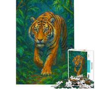 Jigsaw Puzzles for Teenagers 1000 Tiger Approaching in Tropical Foliage Teenager Puzzles Anti-Stress Toys Analysis And Logic Help The Brain Exercise (Size 50x75cm)