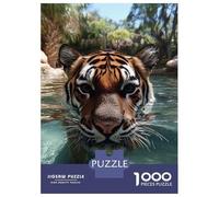 Jigsaw Puzzles for Teenagers 1000 Tiger Swimming in Clear Water Puzzles for Adults Hands-on Game Stress Reliever Help The Brain Exercise 52x38cm/1000pcs