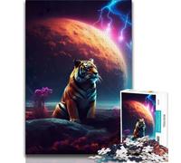 Jigsaw Puzzles for Teenagers 1000 Tiger Watching The Space 1000 Piece Jigsaw,Family Activity Fun at Home Activities, Birthday Present,Travel Gifts (size 38x26cm)