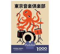 Jigsaw Puzzles for Teenagers 1000 Tokyo Jazz Club Octopus Drummer Puzzle for Adults Brain Teaser Game Analysis And Logic Stress Reduction Gifts 38x26cm/1000pcs