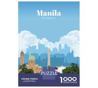 Jigsaw Puzzles for Teenagers 1000 Travel to Manila Puzzle for Adults Toy Wall Decor Stress Reliever Help The Brain Exercise 52x38cm/1000pcs