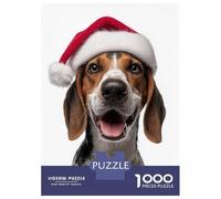 Jigsaw Puzzles for Teenagers 1000 Treeing Walker Coonhound Dog with Santa Hat Puzzles for Adults Hands-on Game Stress Reliever Help The Brain Exercise 70x50cm/1000pcs