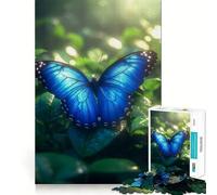 Jigsaw Puzzles for Teenagers 1000 Tropical Rainforest Blue Morpho Butterfly Tight Cut Fun Creative Brain Play Relax Fun Time Xmas Art Gift(38x26cm)