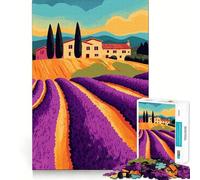 Jigsaw Puzzles for Teenagers 1000 Tuscan Lavender Fields Mansion Art Tight Cut Fun Creative Brain Play Relax Fun Time Xmas Art Gift(38x26cm)