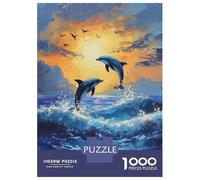 Jigsaw Puzzles for Teenagers 1000 Two Dolphin Jumping Adult Jigsaw Puzzle Relax Games Difficult Challenge Unique Birthday And Gifts 70x50cm/1000pcs