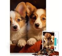 Jigsaw Puzzles for Teenagers 1000 Two Pembroke Welsh Corgis Tight Cut Fun Creative Brain Play Relax Fun Time Xmas Art Gift(38x26cm)