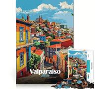 Jigsaw Puzzles for Teenagers 1000 Valparaiso, Chile Cityscape Tight Cut Fun Creative Brain Play Relax Fun Time Xmas Art Gift(38x26cm)