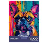 Jigsaw Puzzles for Teenagers 1000 Vibrant Bulldog Art Puzzles for Adults Hands-on Game Stress Reliever Help The Brain Exercise 52x38cm/1000pcs