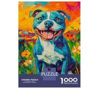 Jigsaw Puzzles for Teenagers 1000 Vibrant Pit Bull Art Puzzles for Adults DIY Toys Birthday Present Deal As Gifts for The Whole Family 52x38cm/1000pcs