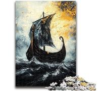 Jigsaw Puzzles for Teenagers 1000 Viking Drakkar Boat 1000 Pieces for Teenagers,Challenging Game Gifts for Is Ideal As A Gift for The Whole Family (26x38cm)