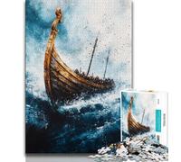 Jigsaw Puzzles for Teenagers 1000 Viking Drakkar Boat Teenager Puzzles,Challenging Game for Is Ideal As A Gift for The Whole Family 26x38cm