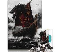 Jigsaw Puzzles for Teenagers 1000 Viking Drakkar Boat Teenager Puzzles,Challenging Game for Is Ideal As A Gift for The Whole Family 26x38cm
