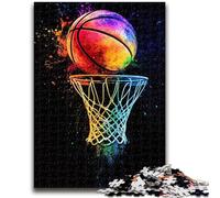 Jigsaw Puzzles for Teenagers 1000 Watercolor Basketball 1000 Pieces for Adults,Family Entertainment Toys with Matching Poster And Trivia Sheet (75x50cm)