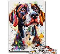 Jigsaw Puzzles for Teenagers 1000 Watercolor German Shorthaired Pointers 1000 Piece Puzzle,Learning Educational Toys Family Games Gifts for Friends And Family (50x75cm)