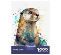 Jigsaw Puzzles for Teenagers 1000 Watercolor Otter Puzzles for Adults Hands-on Game Stress Reliever Help The Brain Exercise 52x38cm/1000pcs