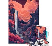 Jigsaw Puzzles for Teenagers 1000 Waterfall Ruin Valley Challenging To Complete A Work of Art Anti-Stress Toys Suitable for Ages 14 And Up (38x52cm)