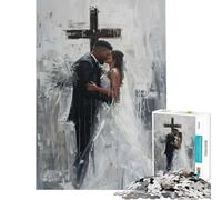 Jigsaw Puzzles for Teenagers 1000 Wedding Couple Under Cross Challenging To Complete A Work of Art Anti-Stress Toys Suitable for Ages 14 And Up (50x75cm)