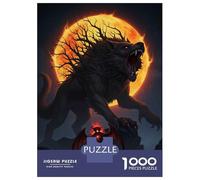 Jigsaw Puzzles for Teenagers 1000 Werewolf And Demon Under Fiery Moon Puzzle for Adults Toy Wall Decor Stress Reliever Help The Brain Exercise 52x38cm/1000pcs