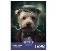 Jigsaw Puzzles for Teenagers 1000 Westie Dog The Gangster Adult Puzzles Hands-on Game Pattern Assembly Deal As Gifts for The Whole Family 52x38cm/1000pcs