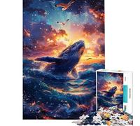 Jigsaw Puzzles for Teenagers 1000 Whale Breaching at Sunset with Seagulls 1000 Piece Jigsaws Educational Toy Tough Challenge Beautiful Design Game (50x75cm)