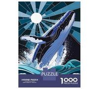 Jigsaw Puzzles for Teenagers 1000 Whale Leaping from Waves Stained Glass Teenager Puzzles Relaxing Games Enhance Memory Unique Birthday And Gifts 70x50cm/1000pcs